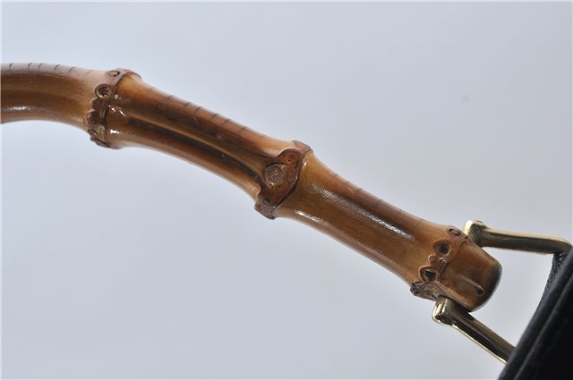 Authentic GUCCI Bamboo Shoulder Tote Bag Leather 0028260 Black 8873D