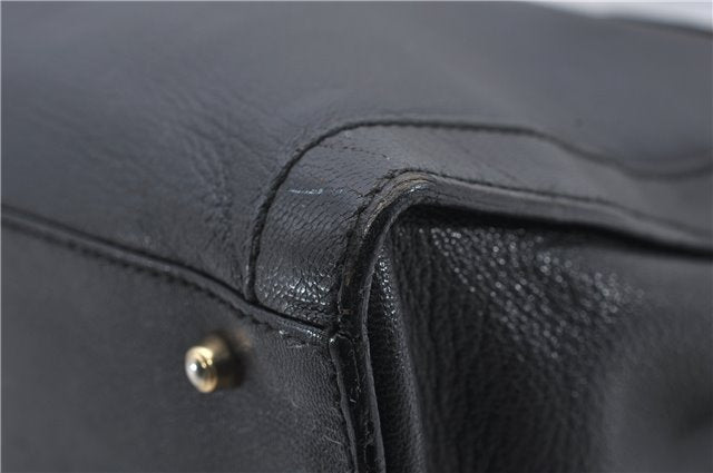 Authentic GUCCI Bamboo Shoulder Tote Bag Leather 0028260 Black 8873D