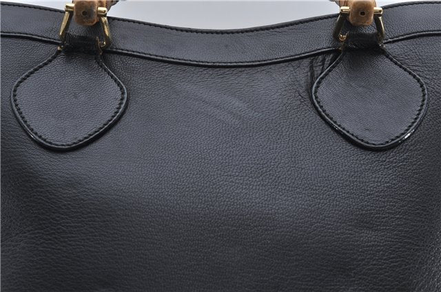 Authentic GUCCI Bamboo Shoulder Tote Bag Leather 0028260 Black 8873D