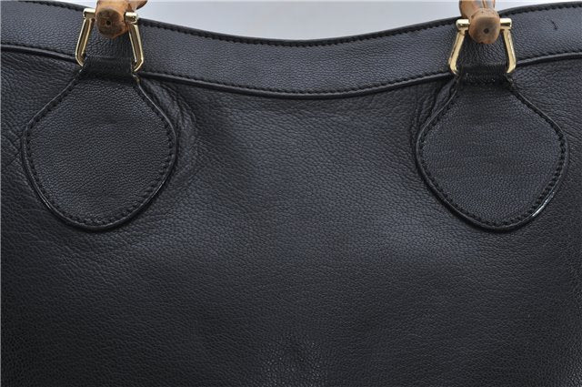 Authentic GUCCI Bamboo Shoulder Tote Bag Leather 0028260 Black 8873D