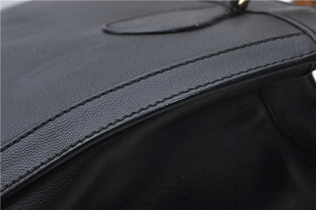 Authentic GUCCI Bamboo Shoulder Tote Bag Leather 0028260 Black 8873D
