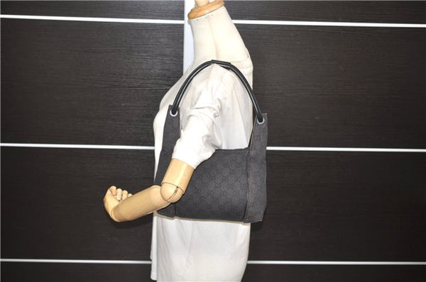 Authentic GUCCI Shoulder Hand Bag Purse GG Canvas Leather 101333 Black 8874D