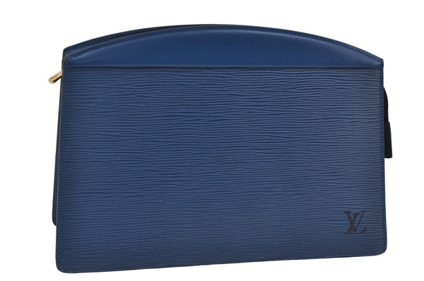 Authentic Louis Vuitton Epi Trousse Crete Clutch Bag Blue M48405 Junk 8876D