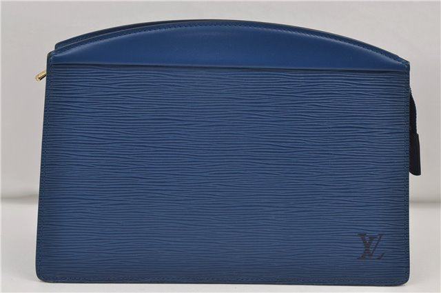 Authentic Louis Vuitton Epi Trousse Crete Clutch Bag Blue M48405 Junk 8876D