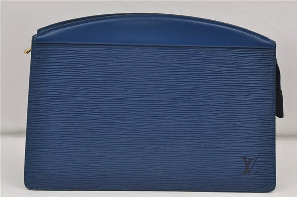 Authentic Louis Vuitton Epi Trousse Crete Clutch Bag Blue M48405 Junk 8876D