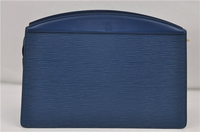 Authentic Louis Vuitton Epi Trousse Crete Clutch Bag Blue M48405 Junk 8876D