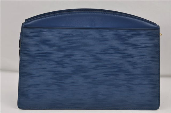 Authentic Louis Vuitton Epi Trousse Crete Clutch Bag Blue M48405 Junk 8876D