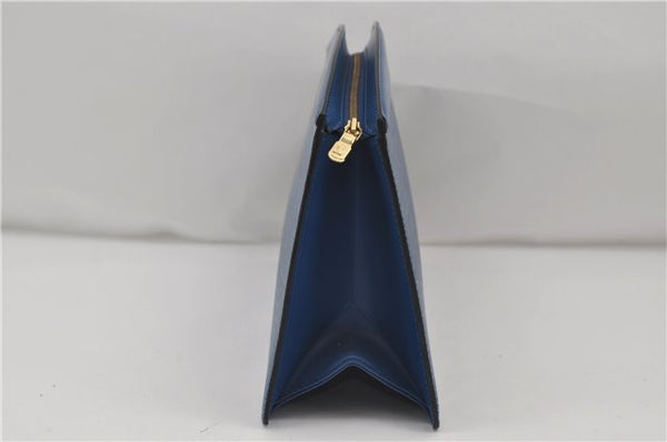 Authentic Louis Vuitton Epi Trousse Crete Clutch Bag Blue M48405 Junk 8876D
