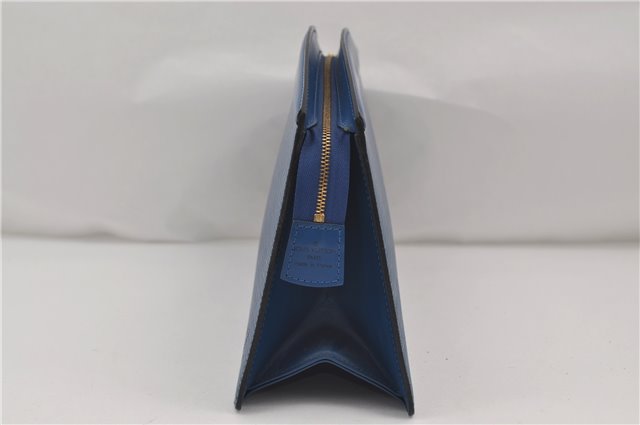 Authentic Louis Vuitton Epi Trousse Crete Clutch Bag Blue M48405 Junk 8876D