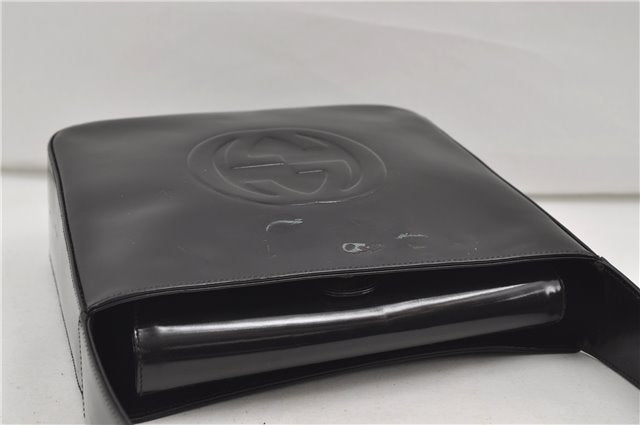 Authentic GUCCI Vintage Shoulder Hand Bag Purse Enamel Black 8877D