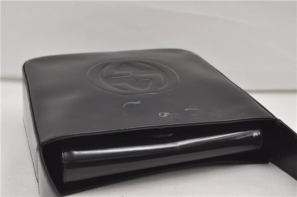 Authentic GUCCI Vintage Shoulder Hand Bag Purse Enamel Black 8877D