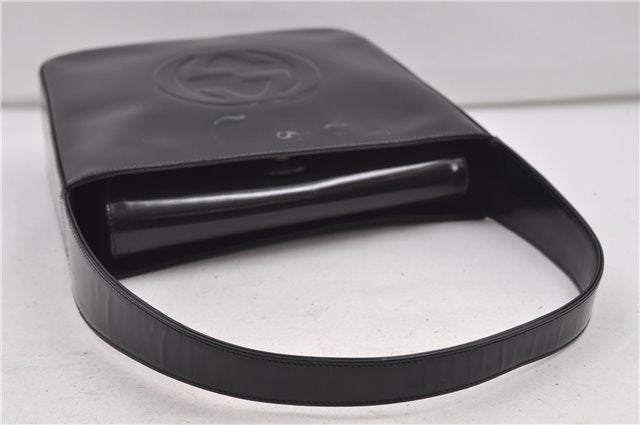 Authentic GUCCI Vintage Shoulder Hand Bag Purse Enamel Black 8877D