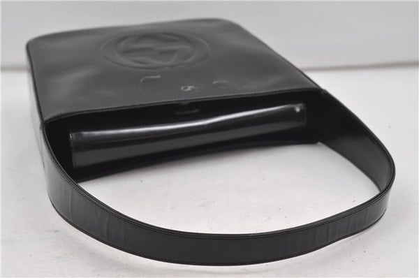 Authentic GUCCI Vintage Shoulder Hand Bag Purse Enamel Black 8877D