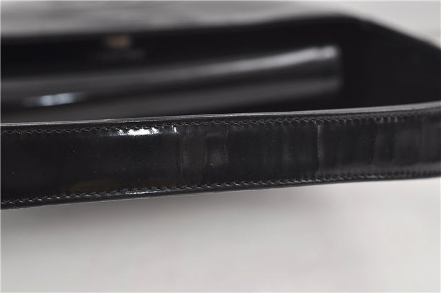 Authentic GUCCI Vintage Shoulder Hand Bag Purse Enamel Black 8877D