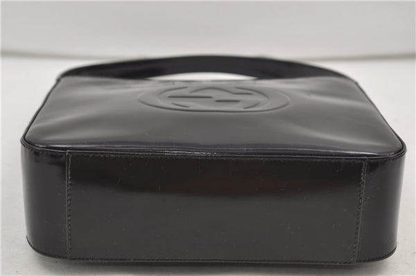 Authentic GUCCI Vintage Shoulder Hand Bag Purse Enamel Black 8877D