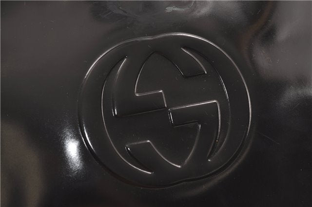 Authentic GUCCI Vintage Shoulder Hand Bag Purse Enamel Black 8877D