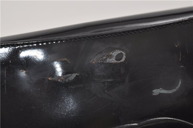 Authentic GUCCI Vintage Shoulder Hand Bag Purse Enamel Black 8877D