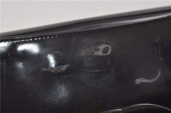 Authentic GUCCI Vintage Shoulder Hand Bag Purse Enamel Black 8877D