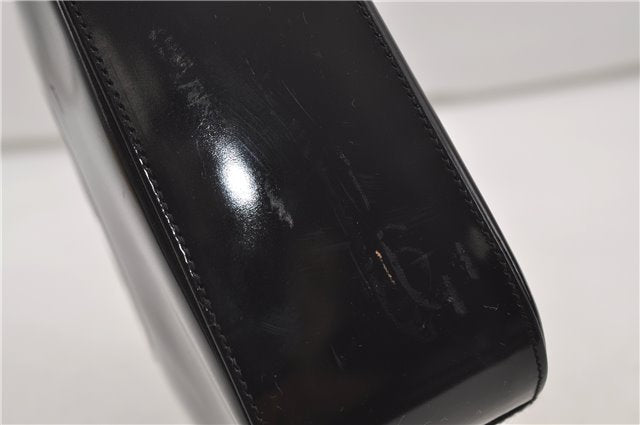 Authentic GUCCI Vintage Shoulder Hand Bag Purse Enamel Black 8877D