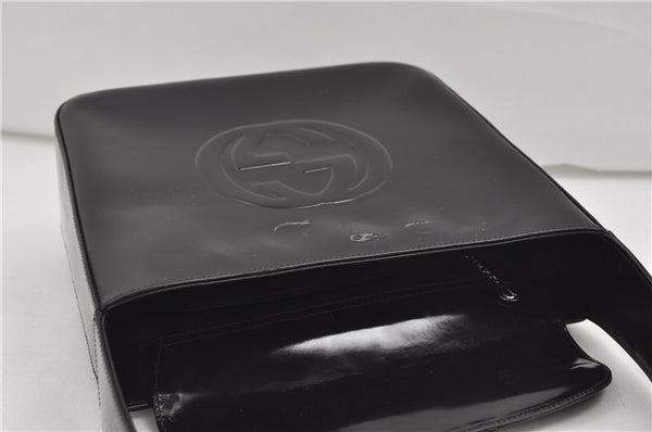 Authentic GUCCI Vintage Shoulder Hand Bag Purse Enamel Black 8877D