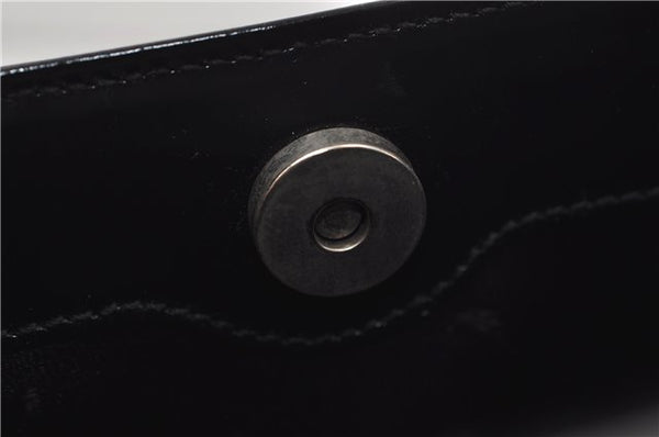 Authentic GUCCI Vintage Shoulder Hand Bag Purse Enamel Black 8877D