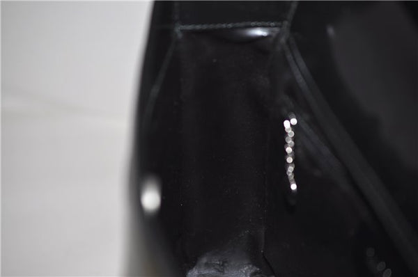 Authentic GUCCI Vintage Shoulder Hand Bag Purse Enamel Black 8877D