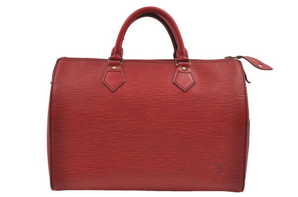 Authentic Louis Vuitton Epi Speedy 30 Hand Boston Bag Red M43007 LV 8879D