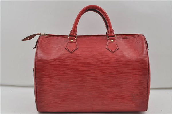 Authentic Louis Vuitton Epi Speedy 30 Hand Boston Bag Red M43007 LV 8879D