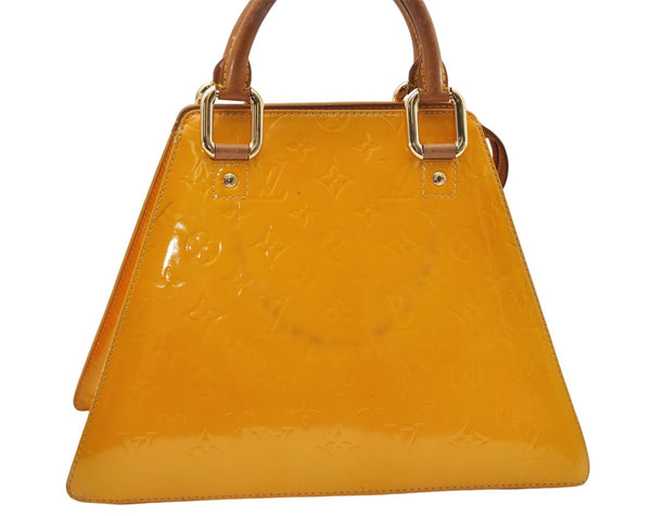 Authentic Louis Vuitton Vernis Forsyth Hand Bag Yellow M91112 LV 8880D