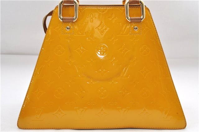 Authentic Louis Vuitton Vernis Forsyth Hand Bag Yellow M91112 LV 8880D