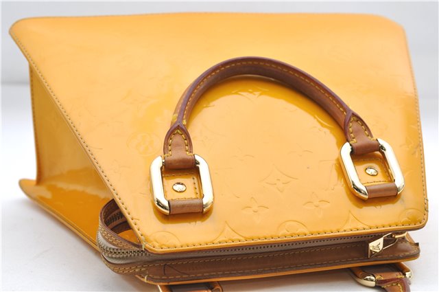 Authentic Louis Vuitton Vernis Forsyth Hand Bag Yellow M91112 LV 8880D