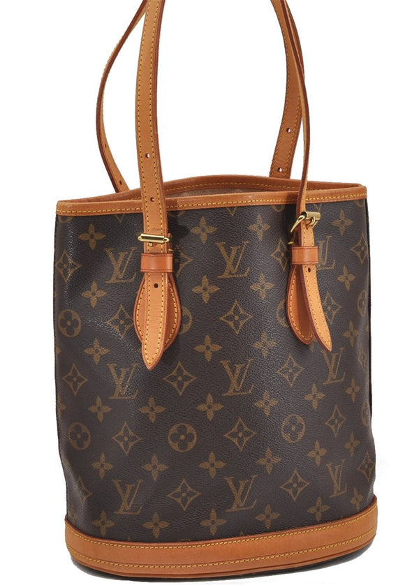 Authentic Louis Vuitton Monogram Bucket PM Shoulder Tote Bag M42238 LV 8890F