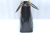 Authentic Christian Dior Lady Dior Enamel Cannage Hand Bag Black CD 8892F