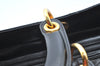 Authentic Christian Dior Lady Dior Enamel Cannage Hand Bag Black CD 8892F