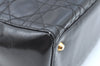 Authentic Christian Dior Lady Dior Enamel Cannage Hand Bag Black CD 8892F