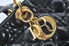 Authentic Christian Dior Lady Dior Enamel Cannage Hand Bag Black CD 8892F