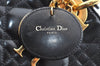 Authentic Christian Dior Lady Dior Enamel Cannage Hand Bag Black CD 8892F