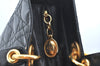 Authentic Christian Dior Lady Dior Enamel Cannage Hand Bag Black CD 8892F
