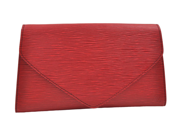 Authentic Louis Vuitton Epi Arts Deco Clutch Bag Purse Red M52637 LV 8897D