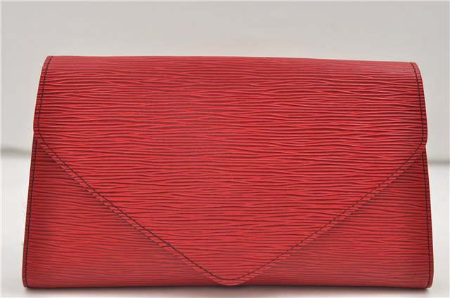 Authentic Louis Vuitton Epi Arts Deco Clutch Bag Purse Red M52637 LV 8897D