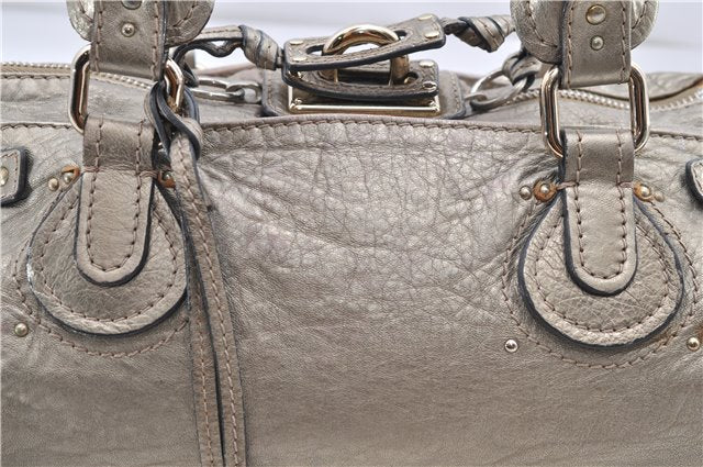 Authentic Chloe Paddington Leather Shoulder Hand Bag Gold 8898D