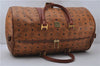 Authentic MCM Visetos Leather Vintage 2Way Travel Boston Bag Brown 8902D