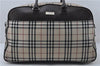 Authentic BURBERRY Nova Check 2Way Travel Boston Bag Nylon Leather Beige 8907D