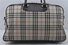 Authentic BURBERRY Nova Check 2Way Travel Boston Bag Nylon Leather Beige 8907D