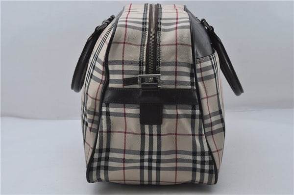Authentic BURBERRY Nova Check 2Way Travel Boston Bag Nylon Leather Beige 8907D