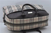 Authentic BURBERRY Nova Check 2Way Travel Boston Bag Nylon Leather Beige 8907D