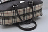 Authentic BURBERRY Nova Check 2Way Travel Boston Bag Nylon Leather Beige 8907D