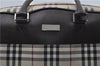 Authentic BURBERRY Nova Check 2Way Travel Boston Bag Nylon Leather Beige 8907D