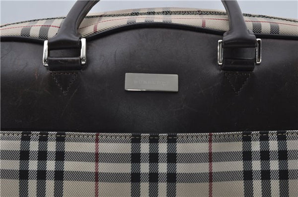 Authentic BURBERRY Nova Check 2Way Travel Boston Bag Nylon Leather Beige 8907D