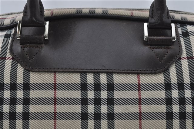 Authentic BURBERRY Nova Check 2Way Travel Boston Bag Nylon Leather Beige 8907D